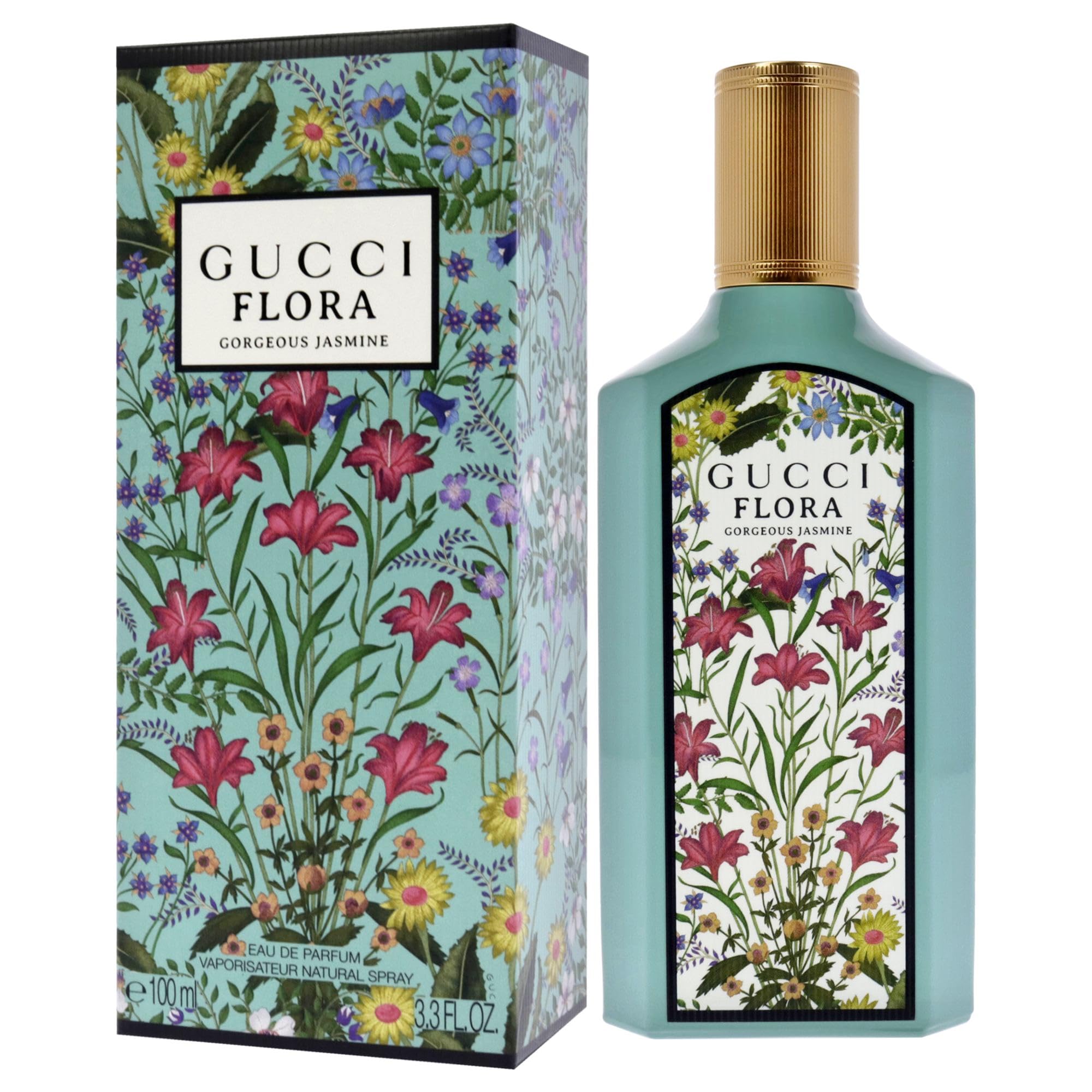 Gucci Flora Gorgeous Jasmine notes close-up emphasizes Grandiflorum Jasmine and warm base