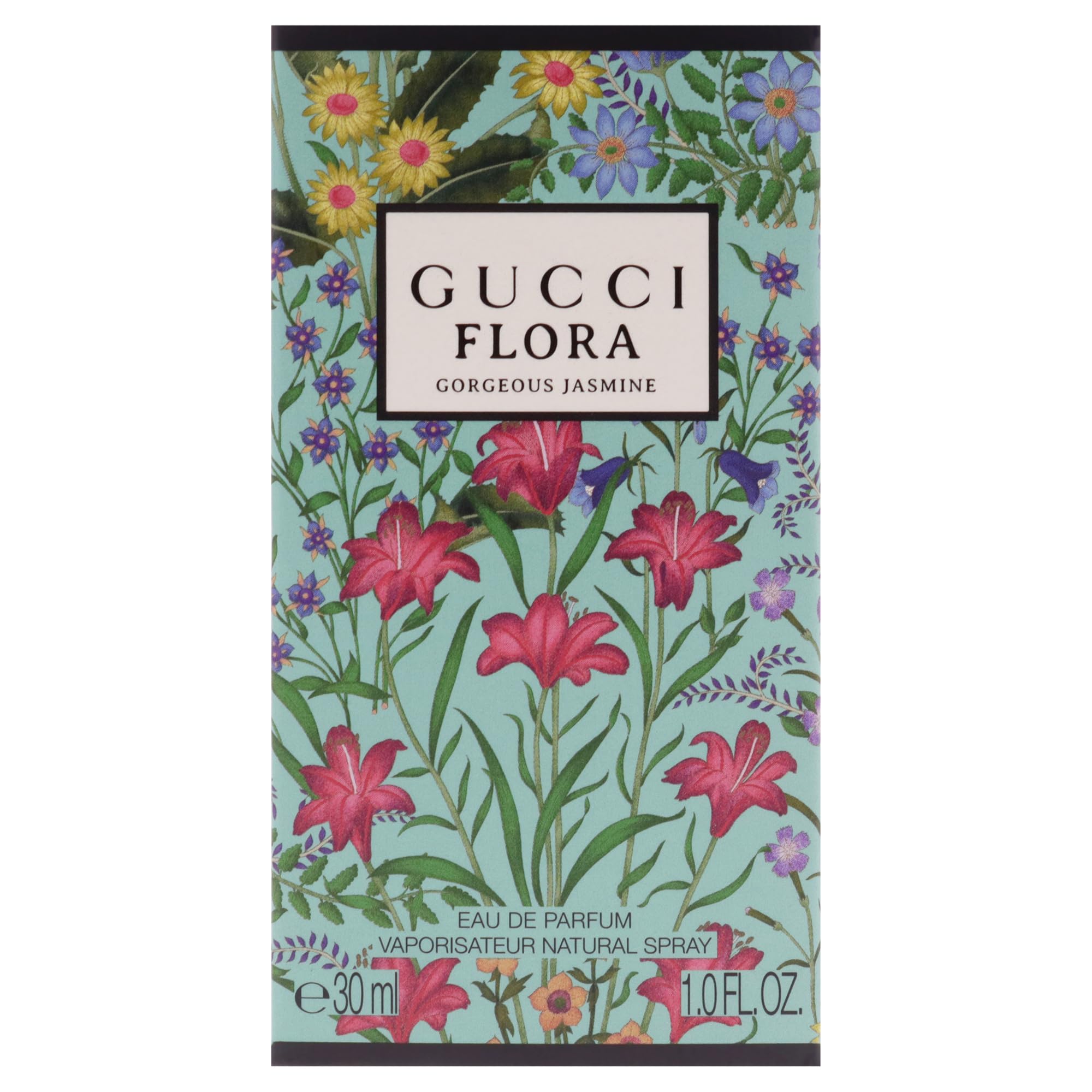 Gucci Flora Gorgeous Jasmine packaging-box displayed to convey luxury unboxing.