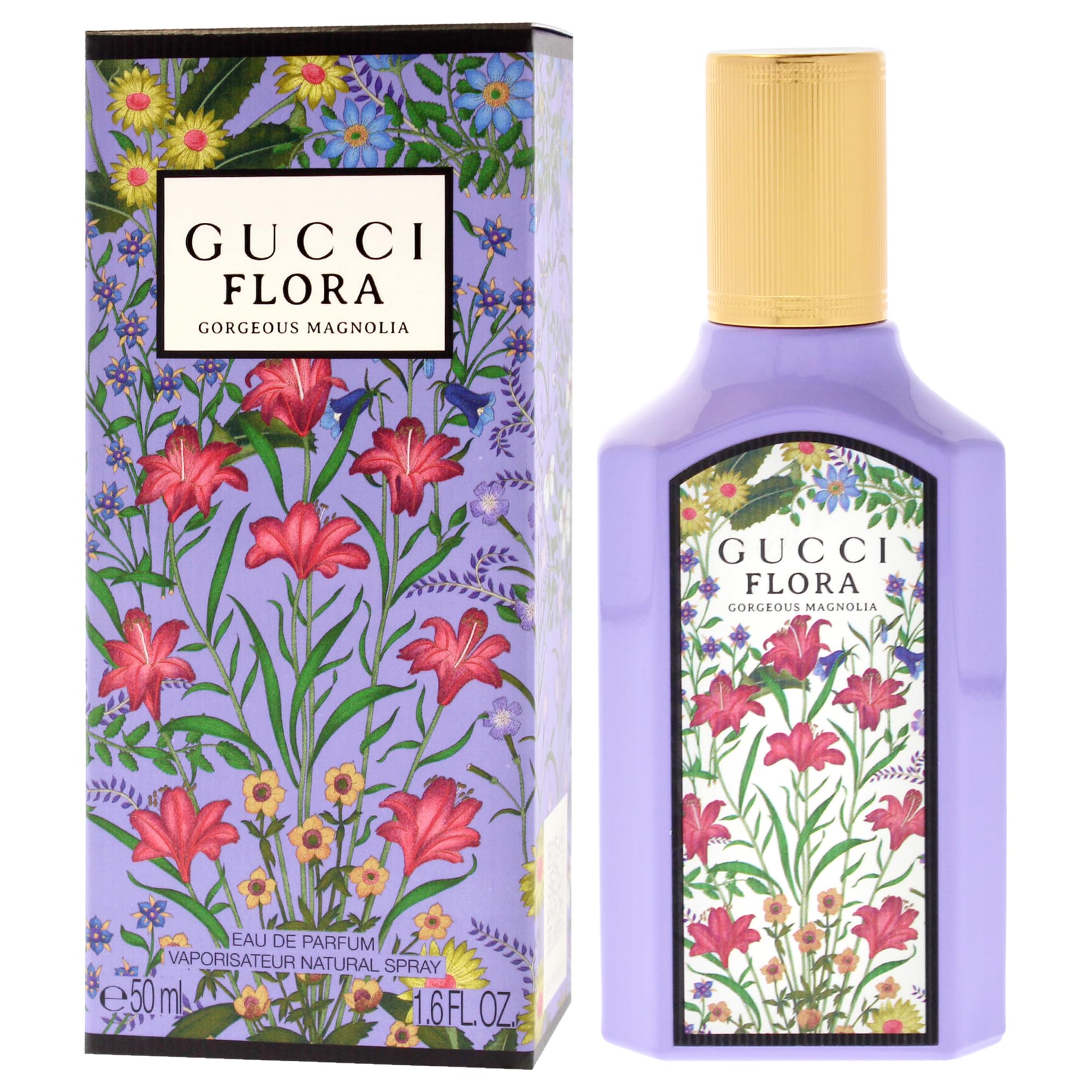 Gucci Flora Gorgeous Magnolia vanity scene suggests sophisticated styling.