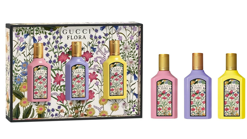 Gucci Flora mini set trio bottles offer travel-friendly fragrance options for on-the-go elegance