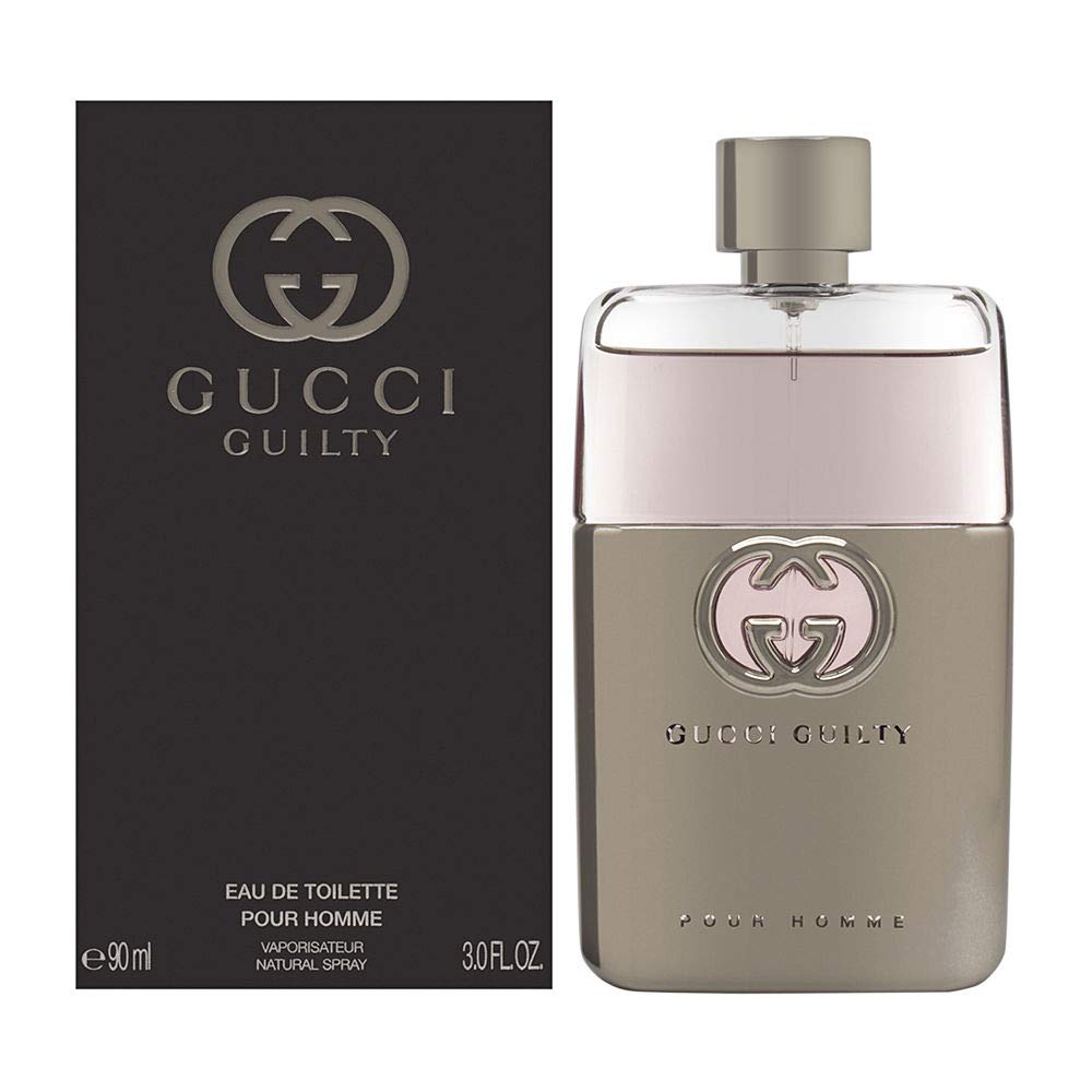 Gucci Guilty by Gucci for Men bottle front, versatile fragrance for casual daytime wear.