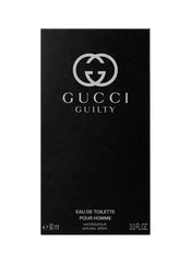 Gucci Guilty Eau De Toilette Spray label demonstrating quality and sophistication.