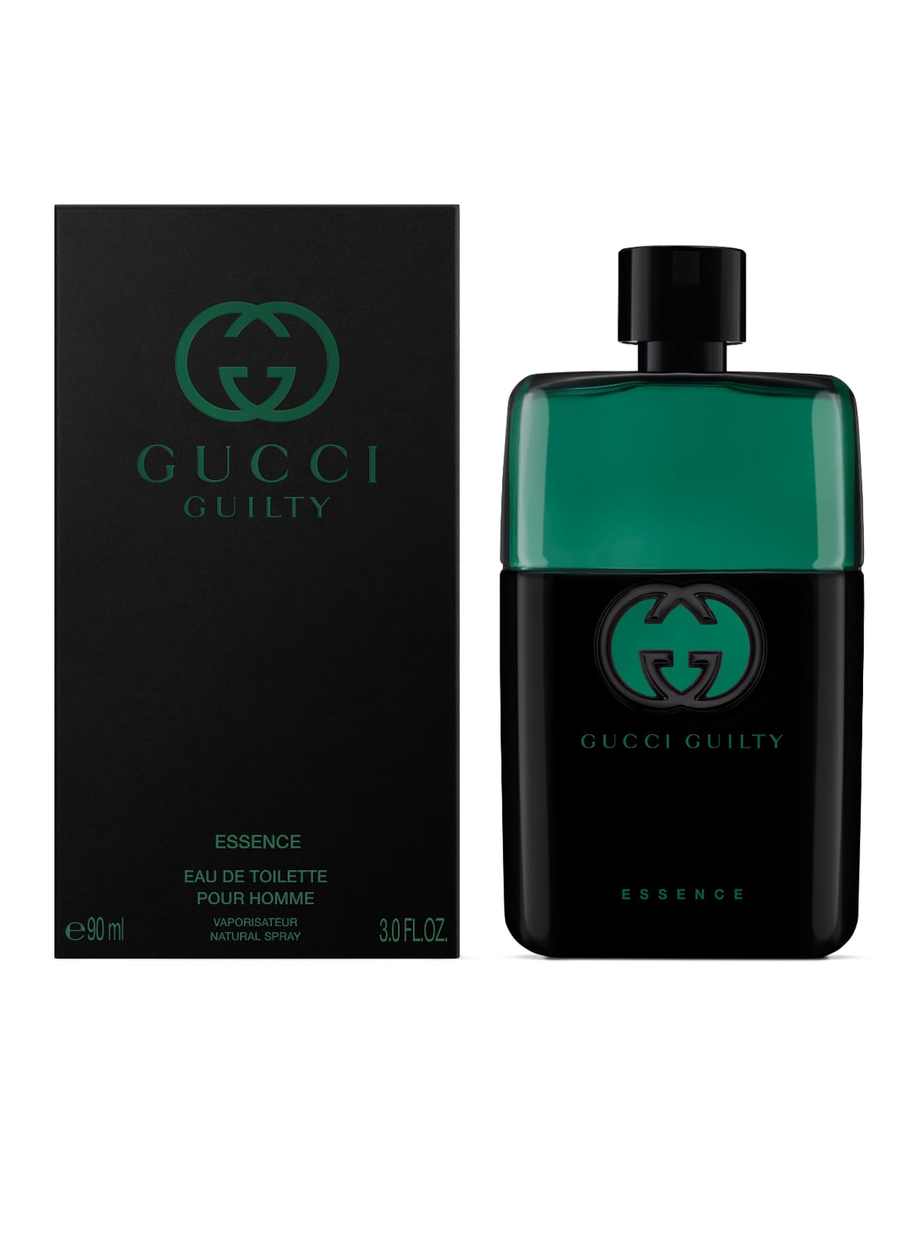 Gucci Guilty Essence for Men EDT spray shown in action for daily wear.