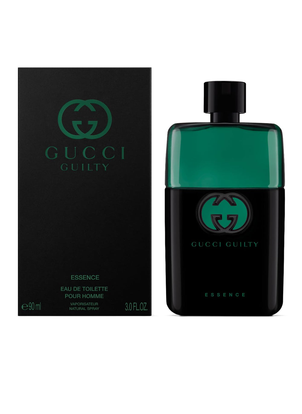 Gucci Guilty Essence for Men EDT spray shown in action for daily wear.