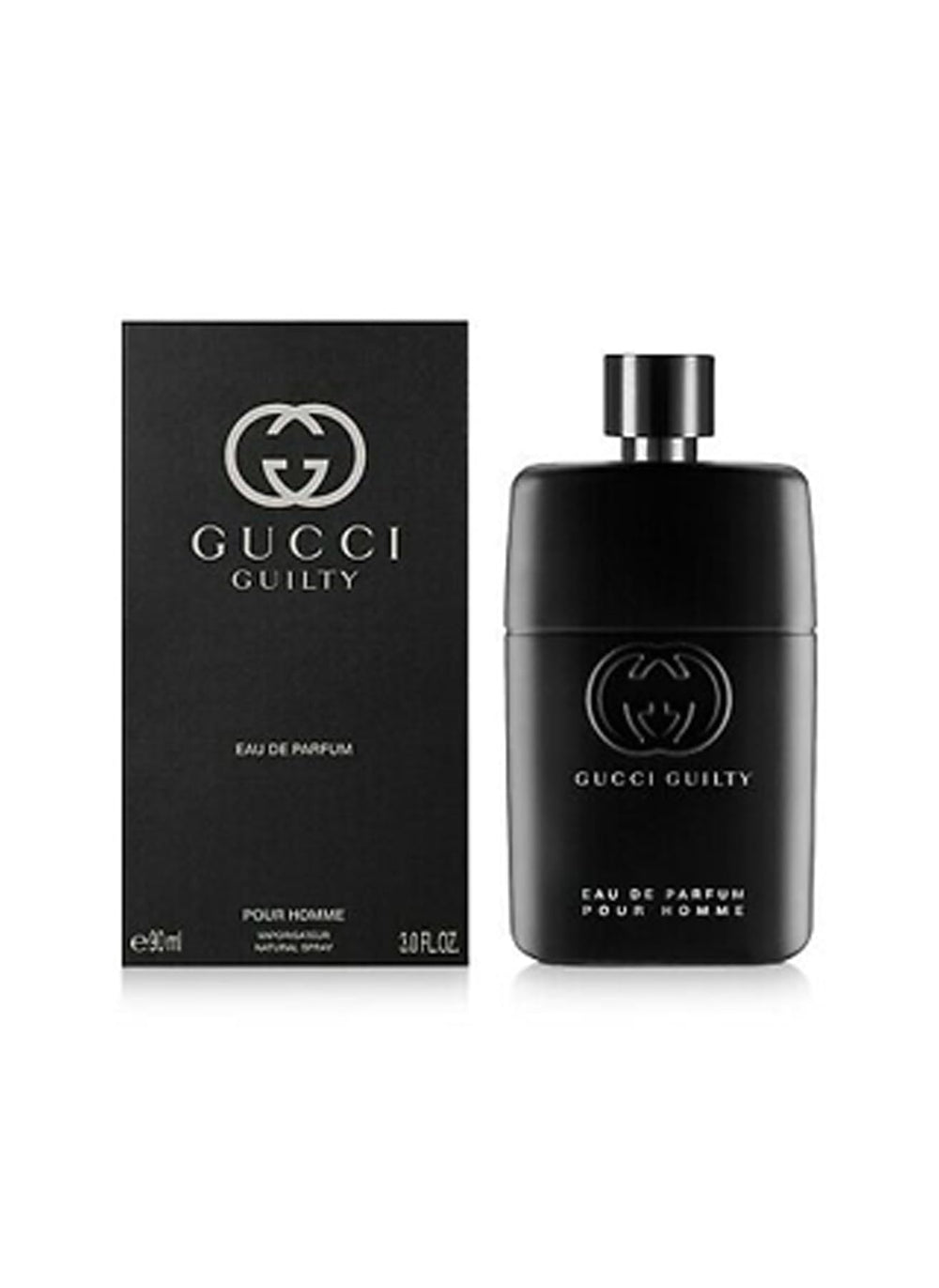 Gucci Guilty for Men bottle-front view showing bold fragrance and confident aura