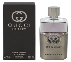 Gucci Guilty Men bottle front view, ideal for confident daily wear and evening engagements.