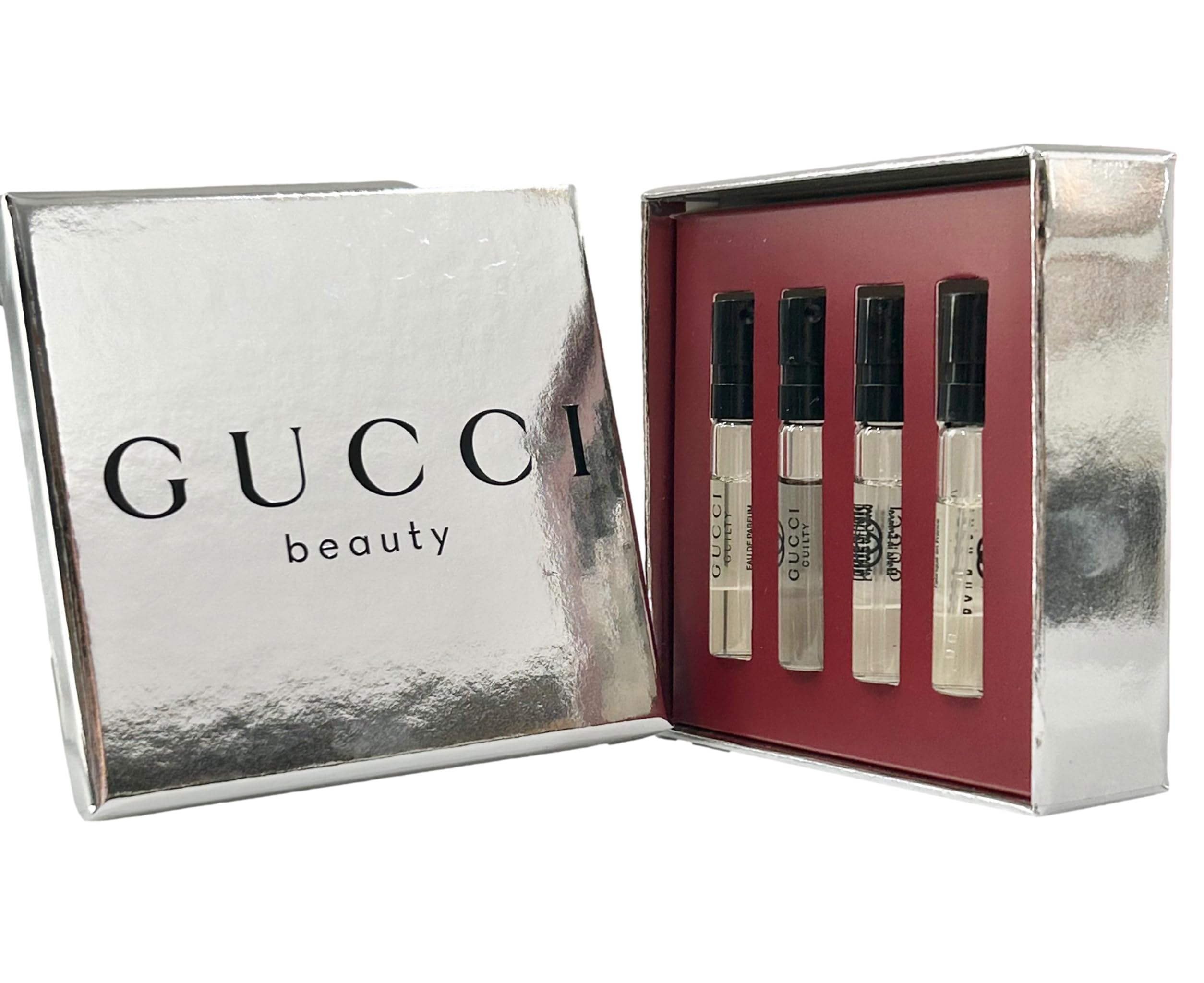 Gucci GUILTY parfum mini-vials offer premium fragrance exploration in a compact form.