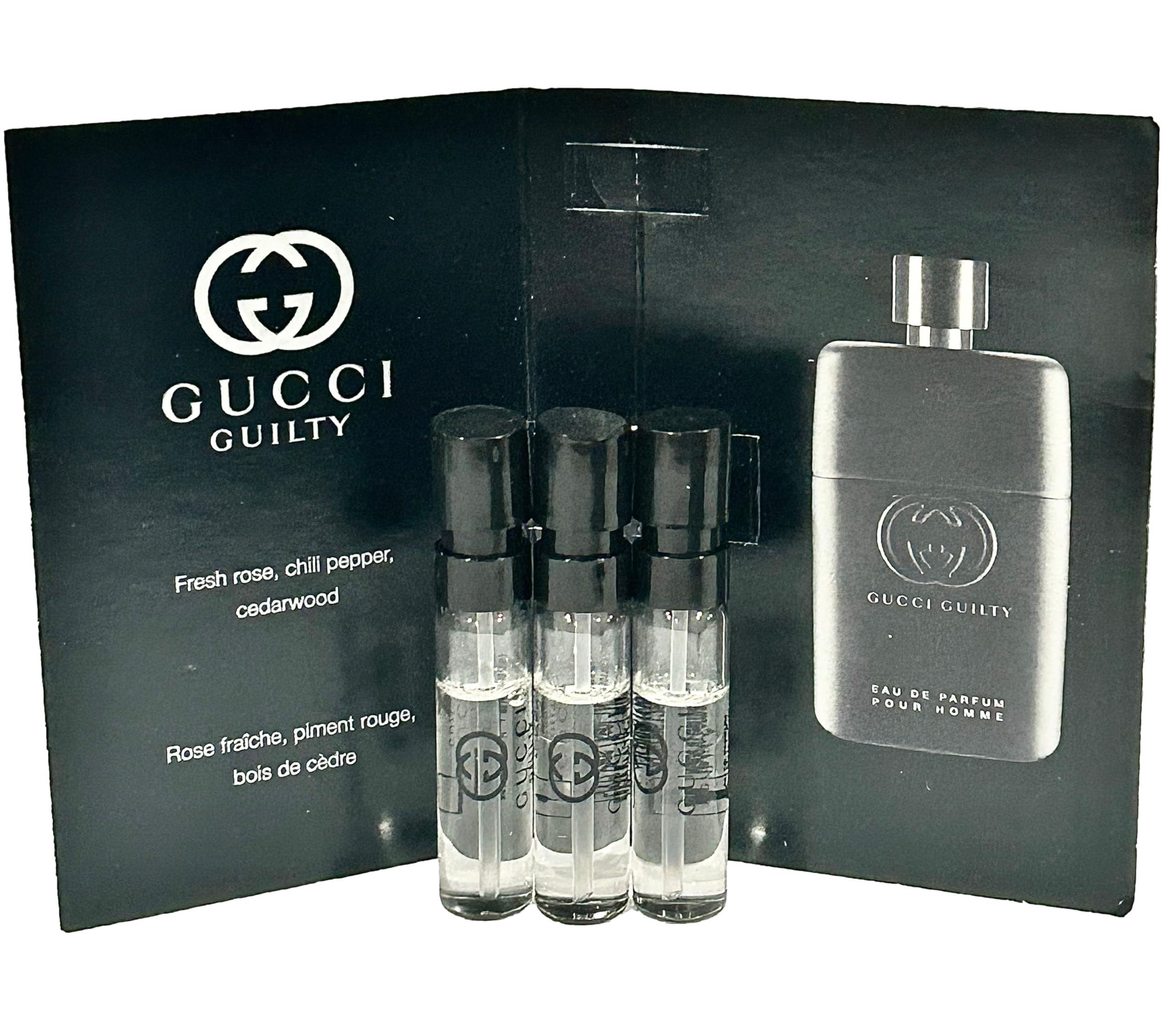 Gucci Guilty travel-friendly sample pack, compact and convenient for on-the-go refreshes.