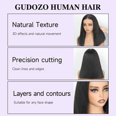 GUDOZO bob wig human hair density 180 highlights fullness for a balanced silhouette.