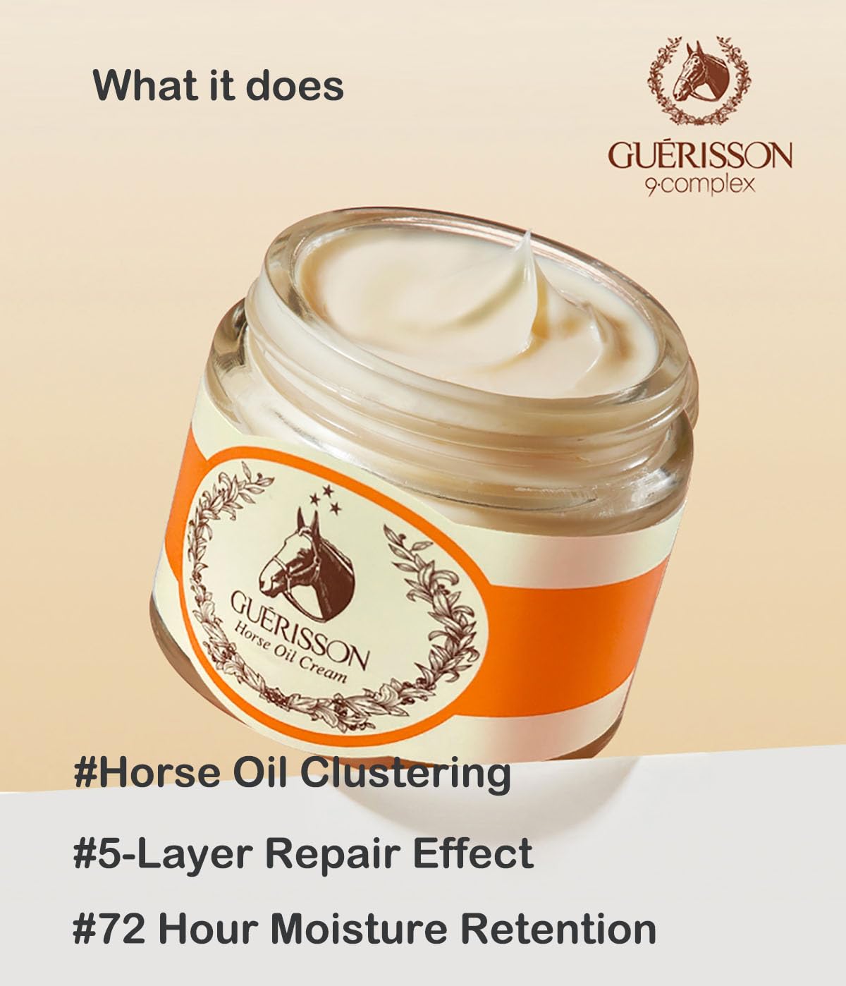 Guerisson 9 Complex Cream applied to cheek for radiant glow.