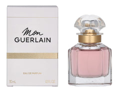 Guerlain Mon Guerlain bottle close-up shows elegant craftsmanship for daily luxury.