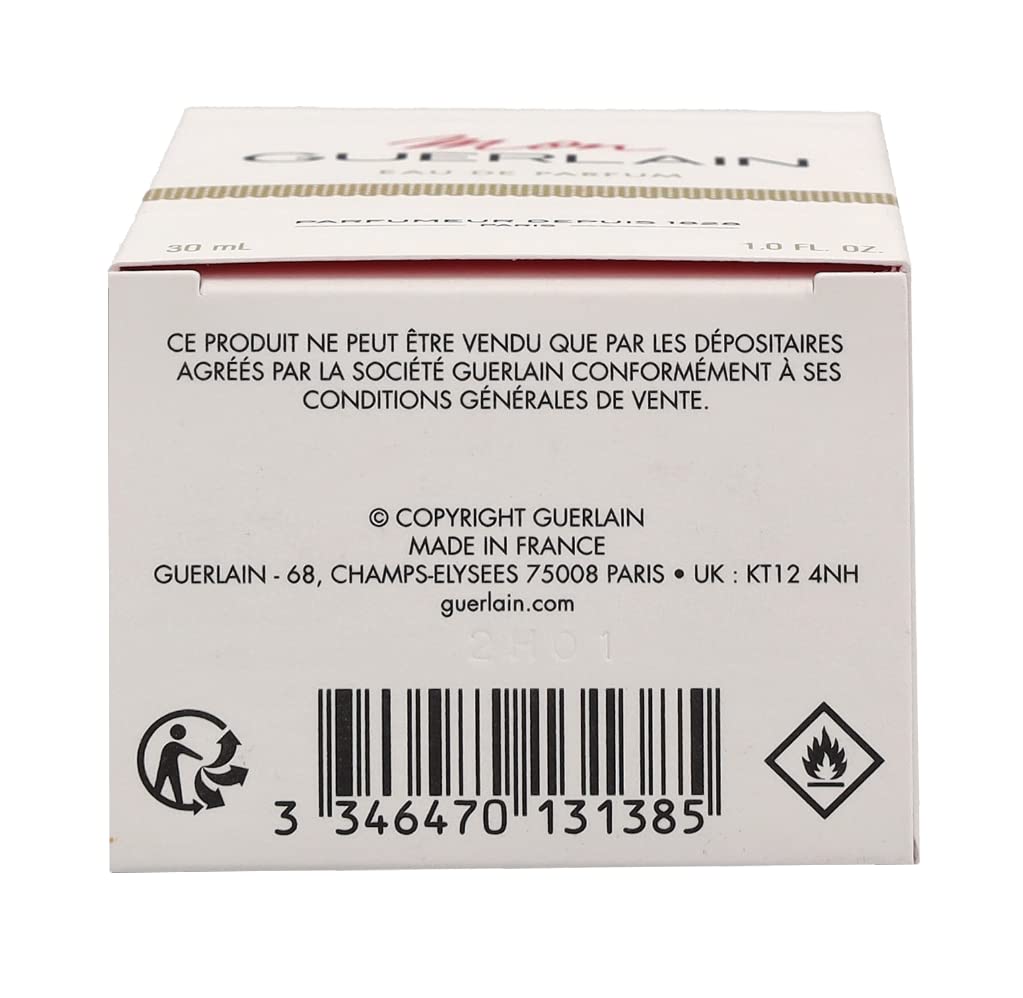 Guerlain Mon Guerlain elegant box and sprayer suggest a refined fragrance ritual.