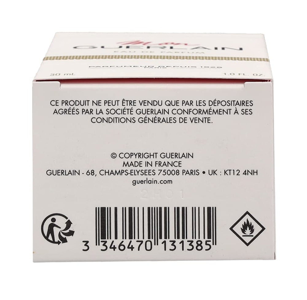 Guerlain Mon Guerlain elegant box and sprayer suggest a refined fragrance ritual.