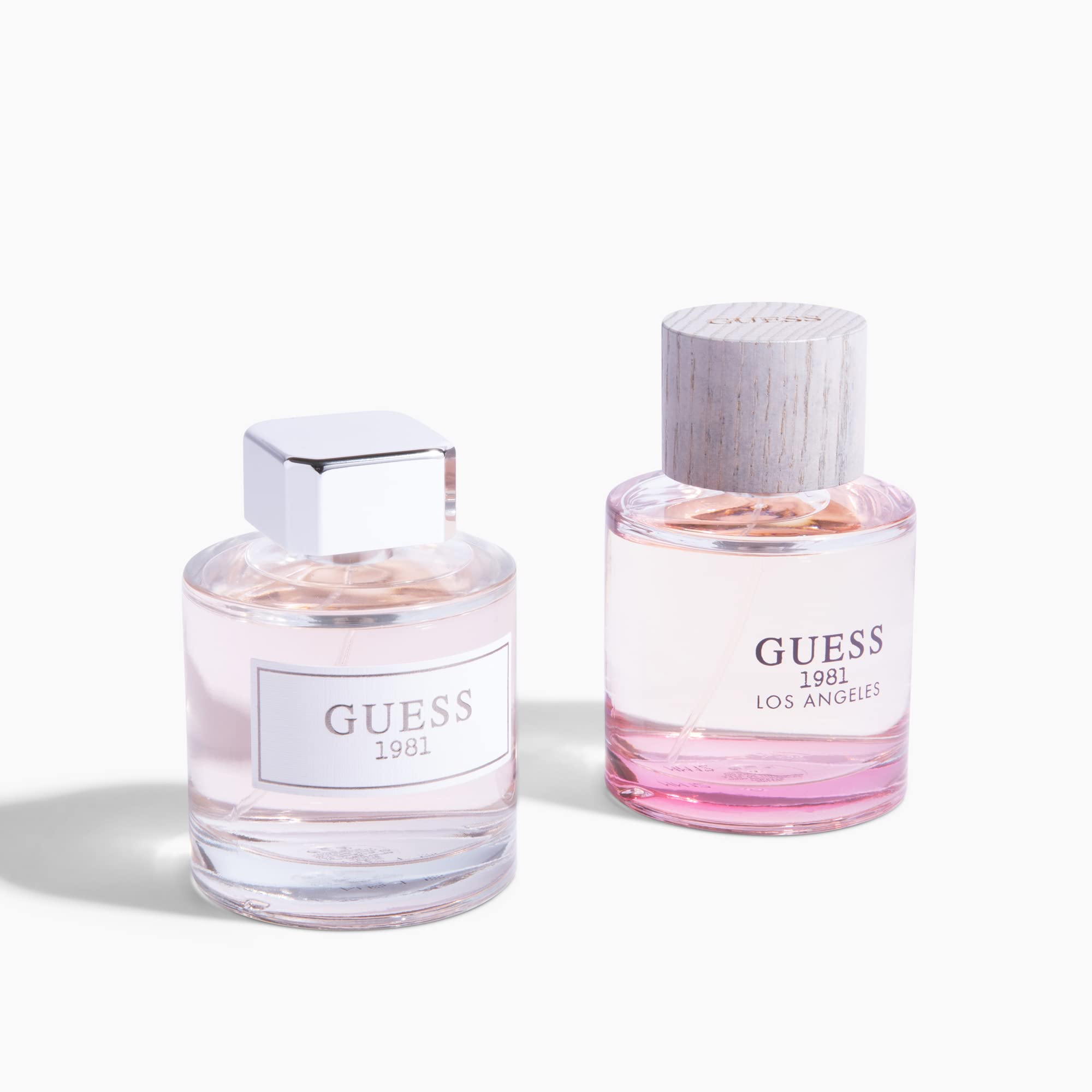 GUESS 1981 Los Angeles perfume mist application demonstrates easy spray use.