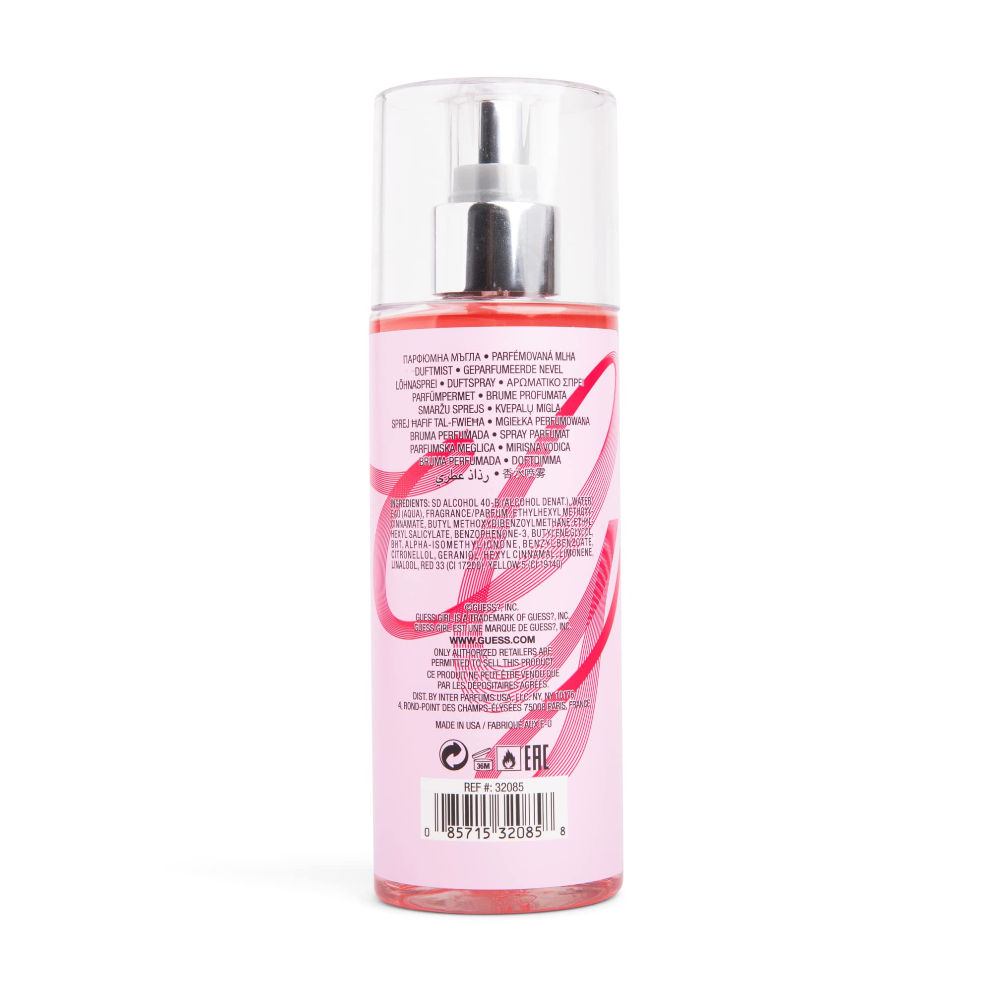 GUESS Girl Fragrance Mist flower-ingredients close-up hints raspberry, melon, orchid notes.