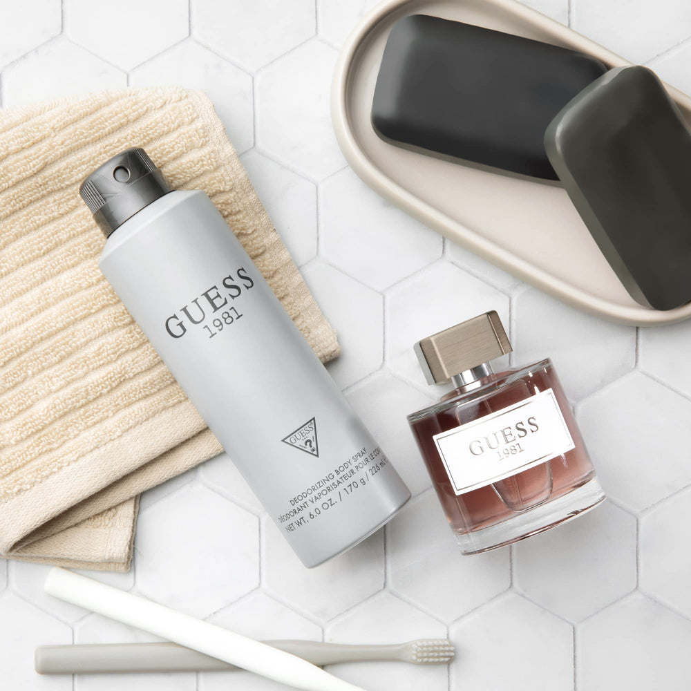 GUESS 1981 Bergamot violet leaves note for a bright morning lift.