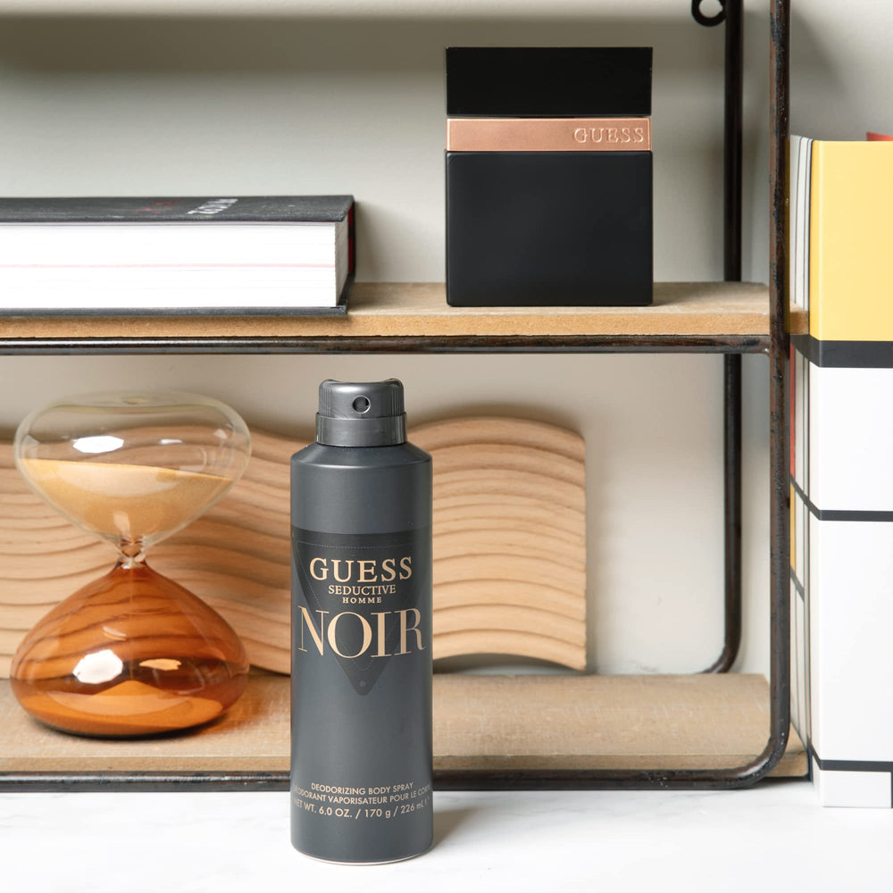 GUESS Seductive Homme Noir bottle-back shows premium build for travel-use longevity.
