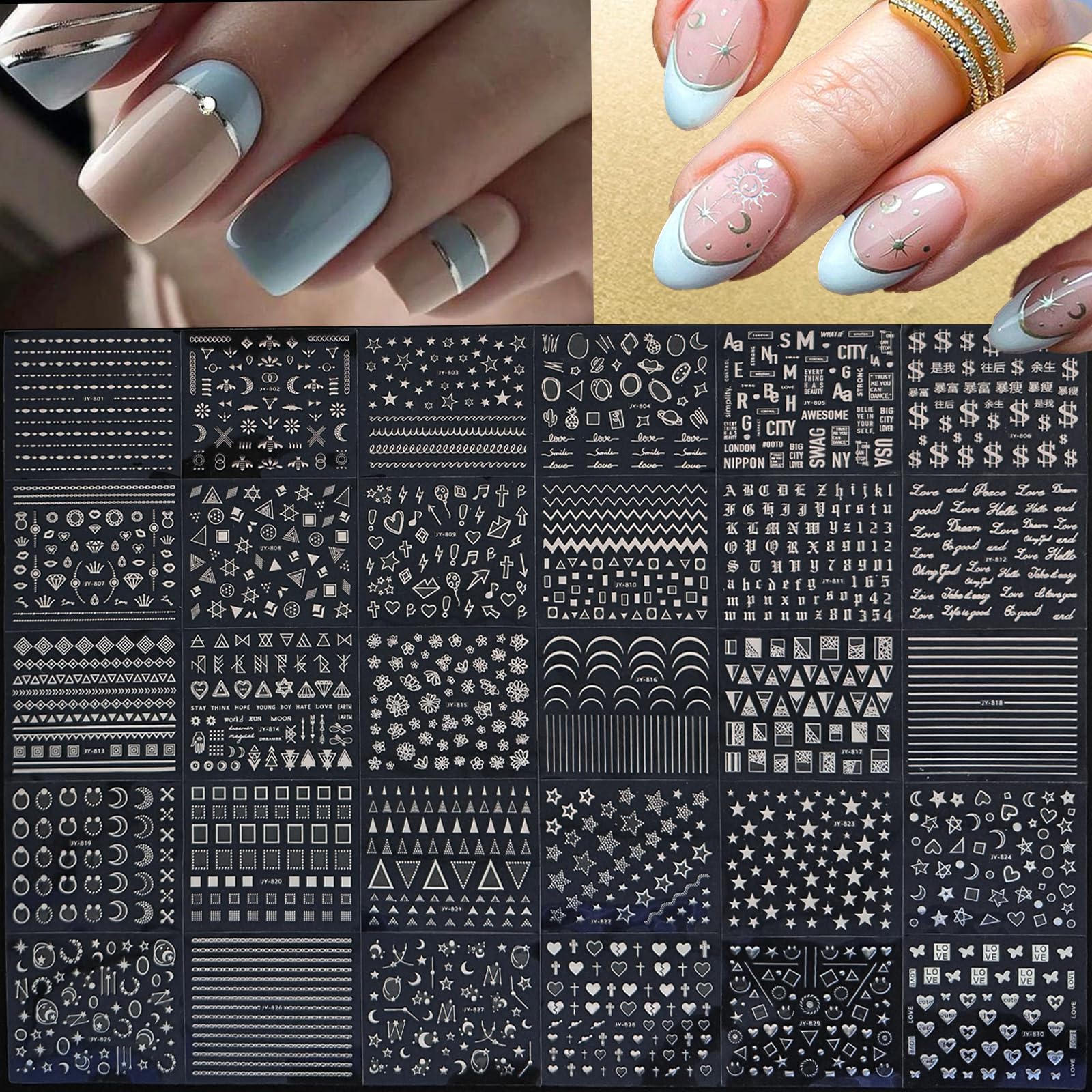 GUFUGU 3D self adhesive nail decals ideal for quick long lasting nail art.