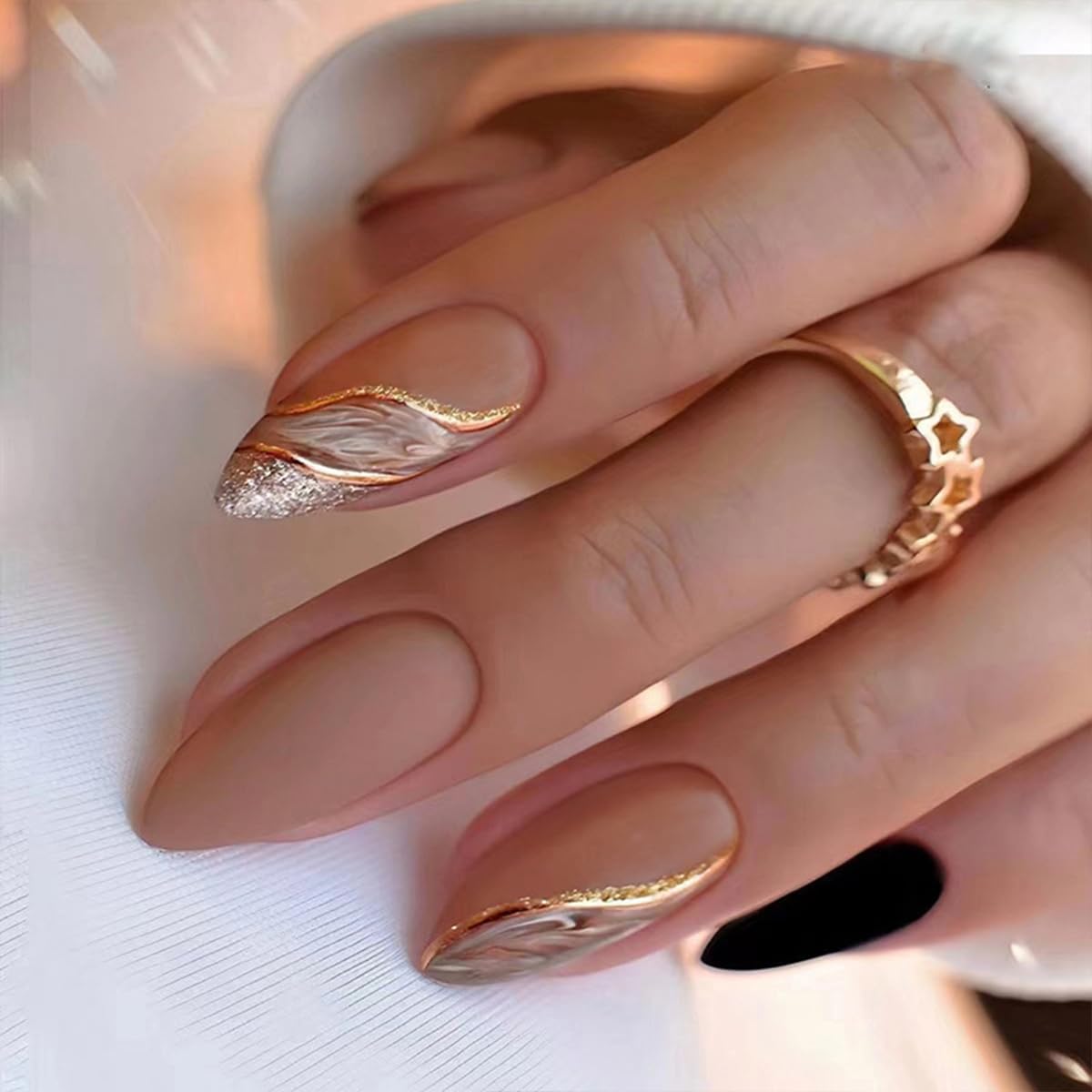 GUFUGU almond full-cover nails showcasing chic designs for salon-like results.