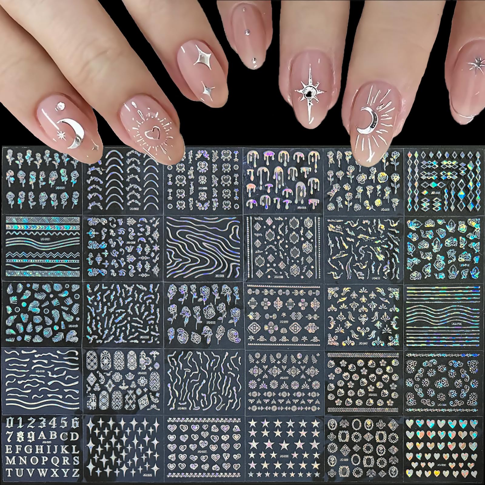 GUFUGU holographic star line nail decals offer shimmering accents for eye catching nails.