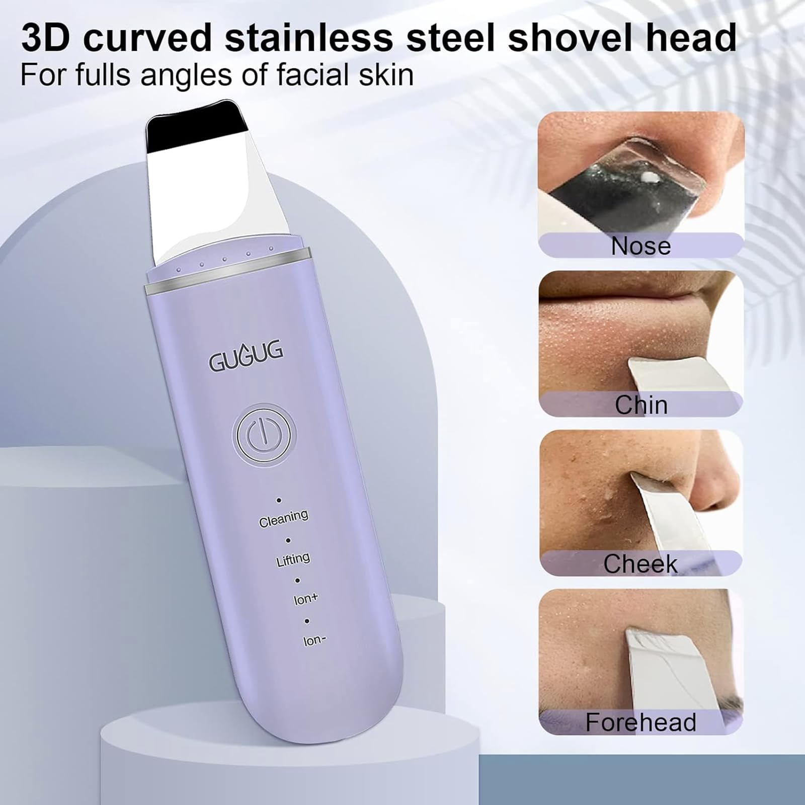 GUGUG Skin Scrubber 5-hour charging prepares for long-lasting home spa sessions.