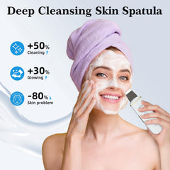 GUGUG Skin Scrubber steam-assisted cleansing visible moisture on skin.