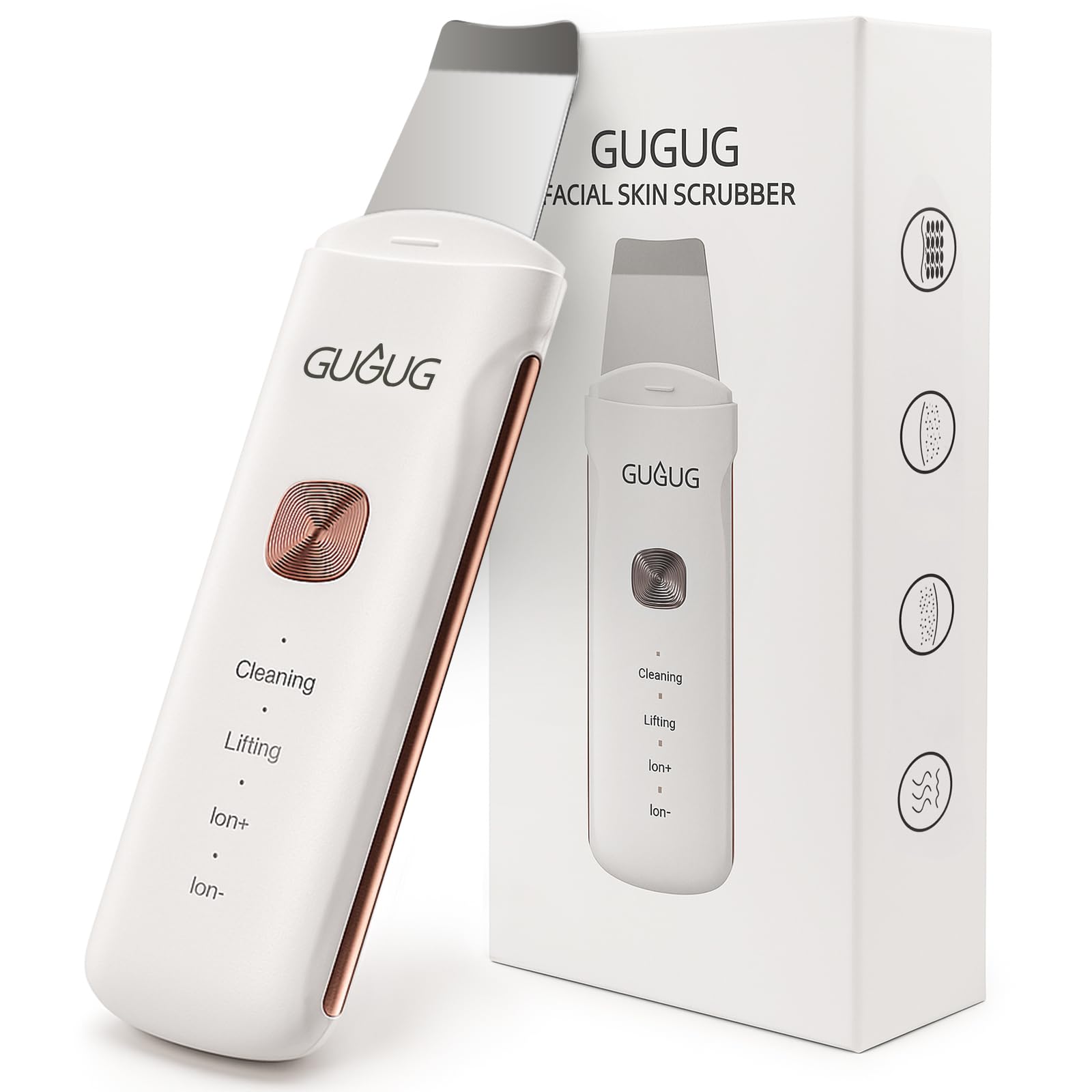 GUGUG Skin Scrubber head closeup for gentle pore cleansing on damp skin.