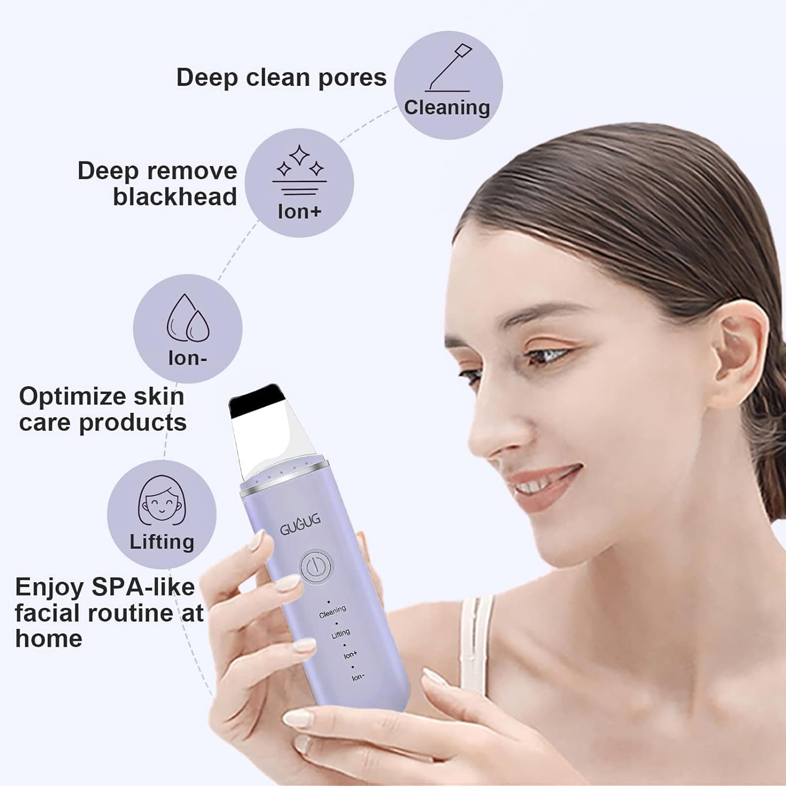 GUGUG Skin Scrubber wet-skin use ensures effective performance during damp skincare.