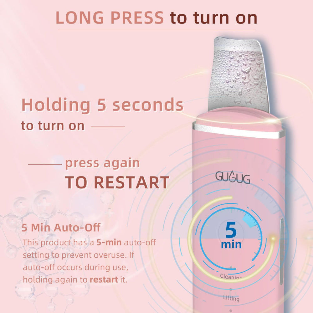 GUGUG water-steam cleansing illustrates deeper dirt removal from pores.