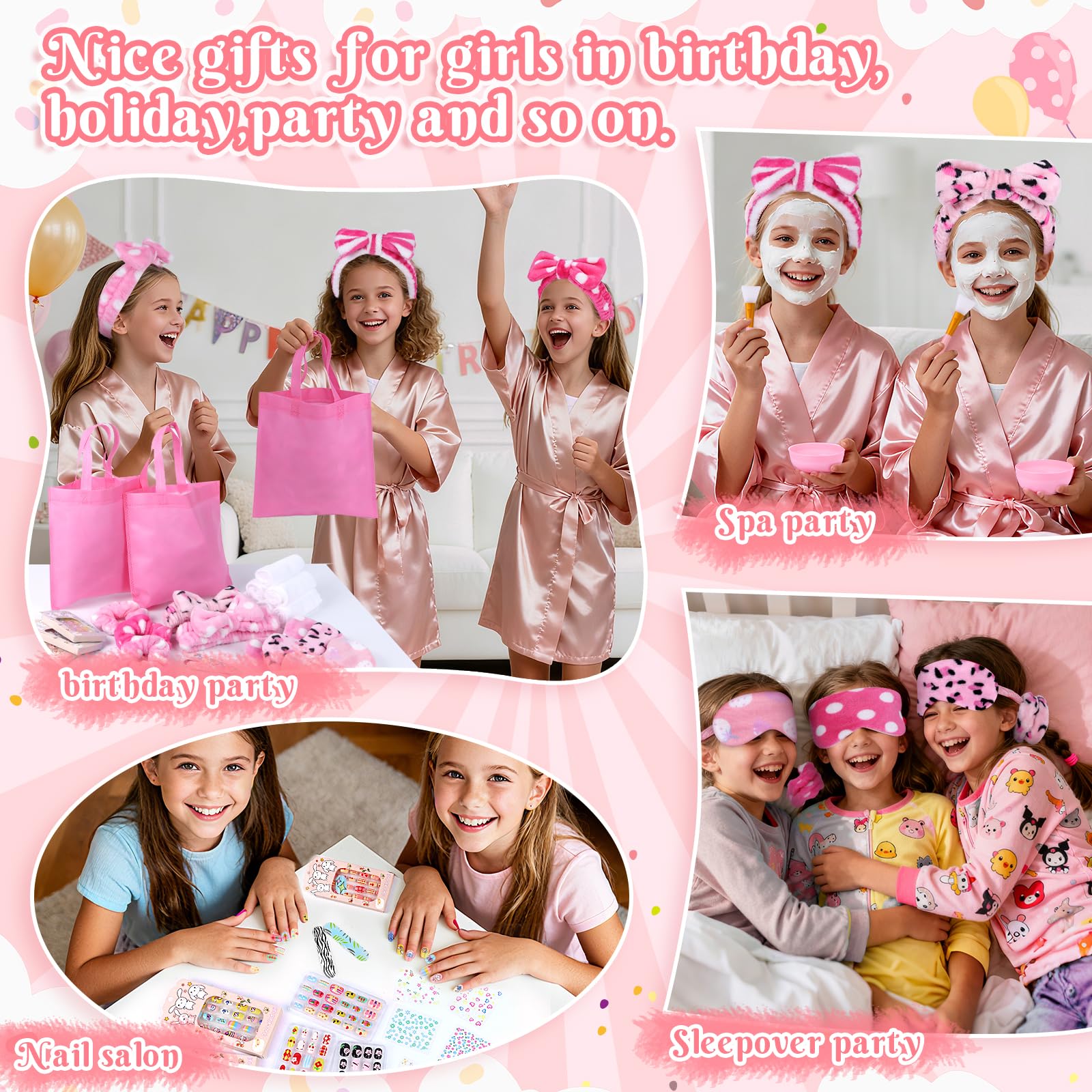 Guifizeiom sleepover nail-stickers pink simplify personalized nail art for group fun.