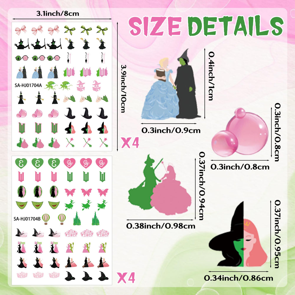 GUjianzhi bow sticker pink green cute 3D detail for playful manicure designs