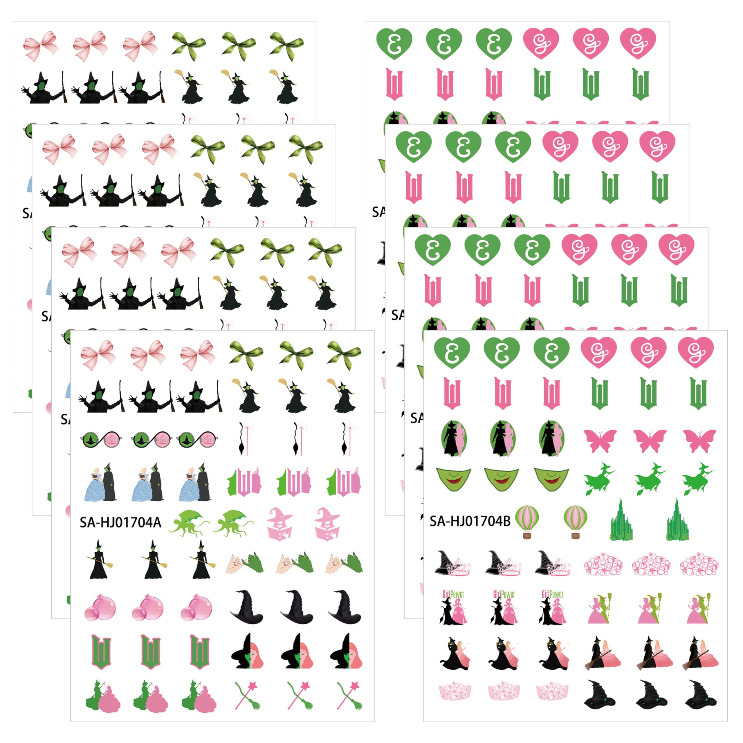 GUjianzhi witch hat sticker pink green adds festive nail charm for Halloween parties