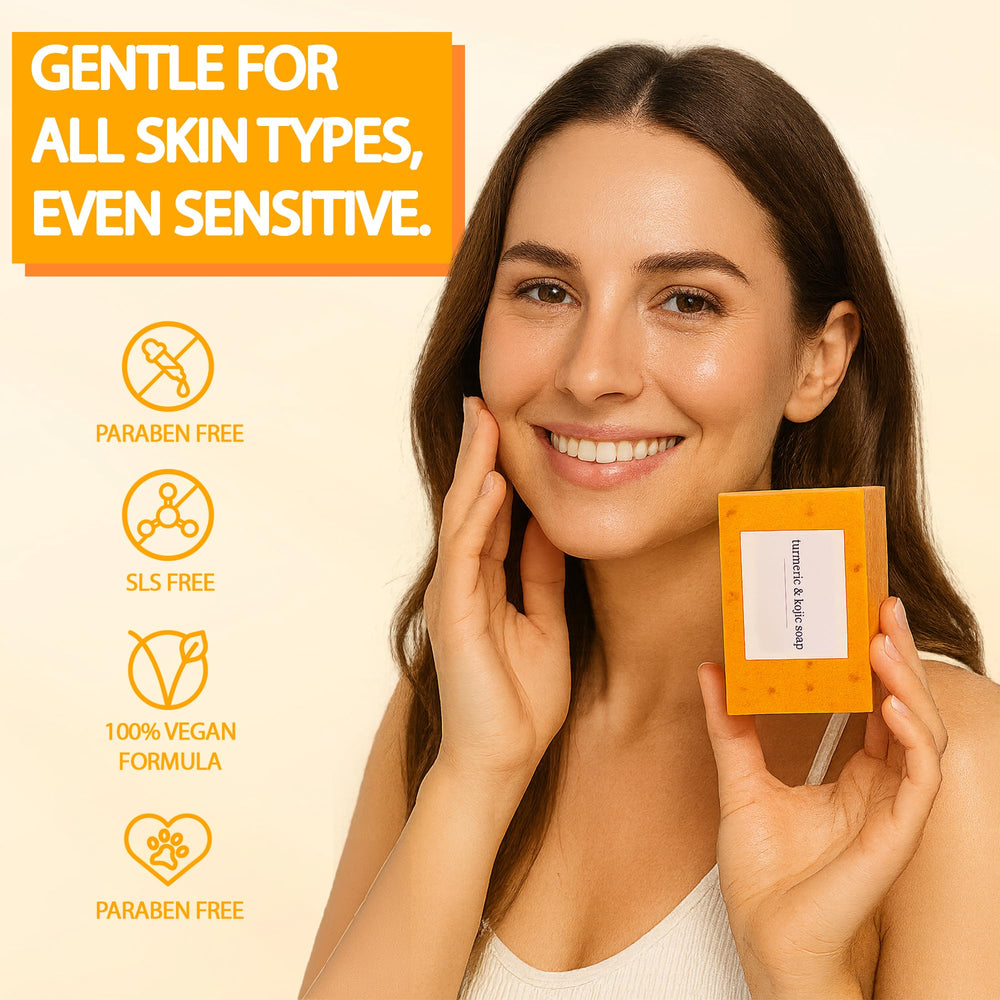 Guluxly Lemon Turmeric Kojic Soap designed for face and body cleansing and moisture.