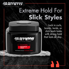 Gummy Hair Gel extreme-hold display showing durable style support