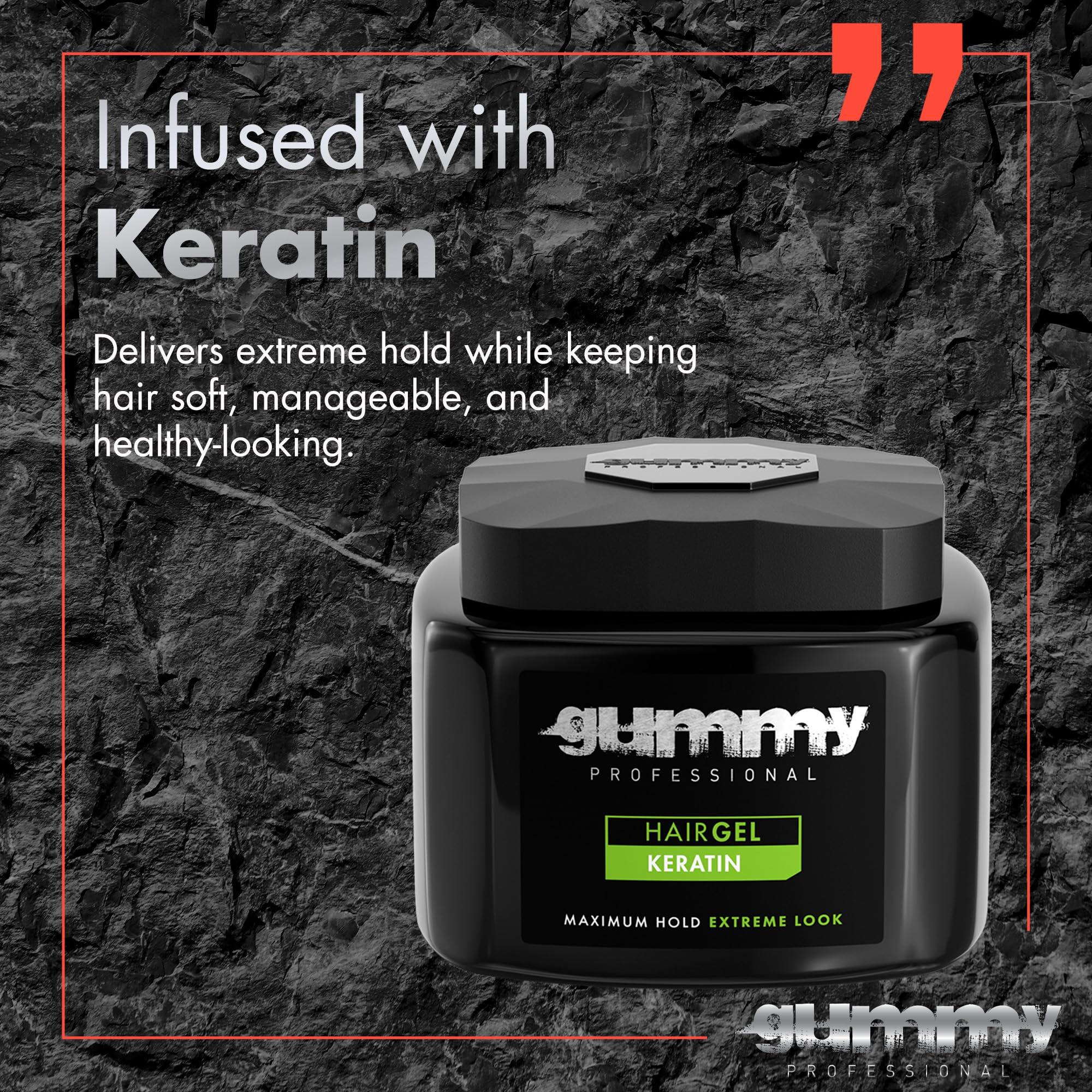 Gummy Professional Hair Gel hands applying visualization showing easy distribution and even hold.