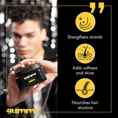 Gummy Professional Plus Hair Gel clear gel in hand for easy, non-sticky application.