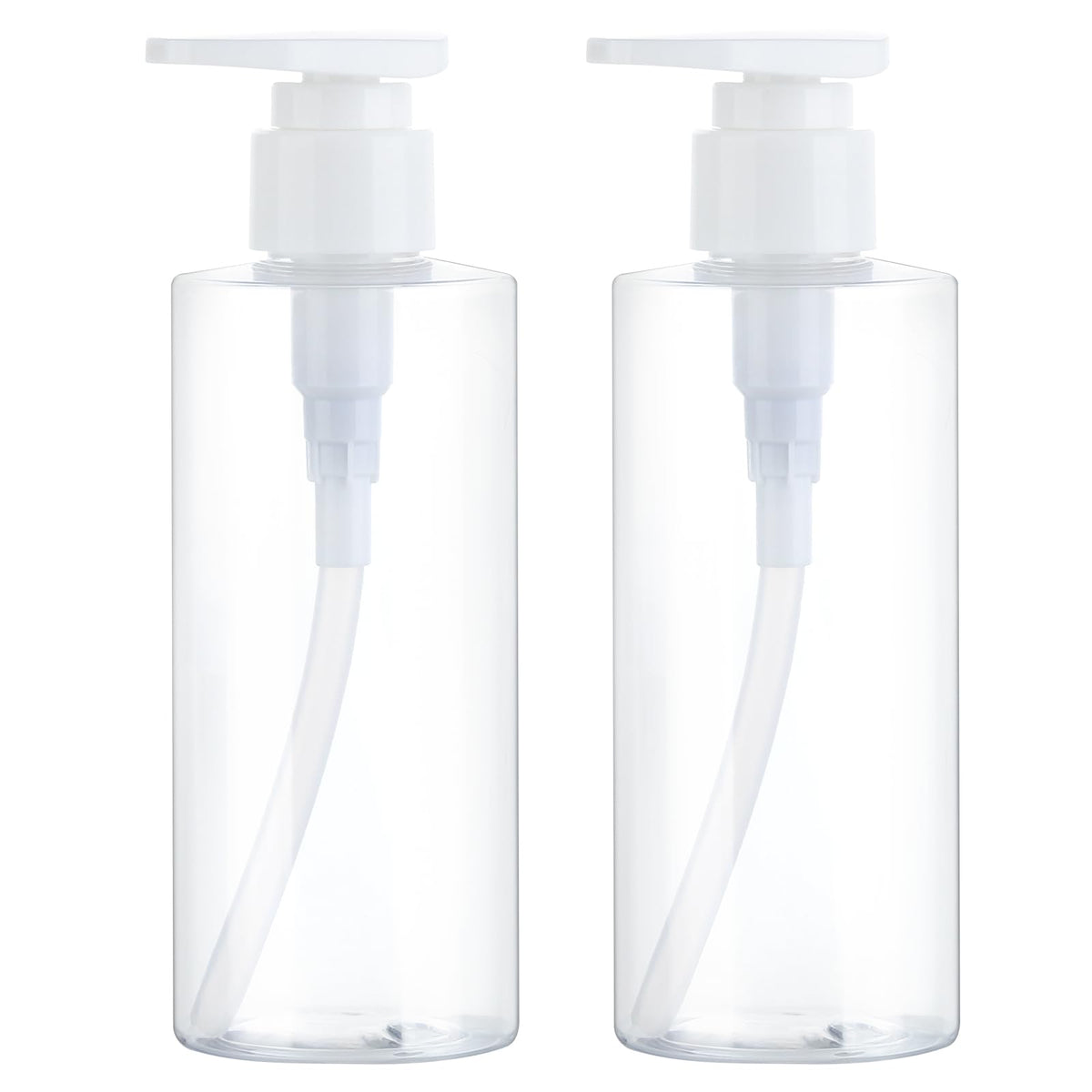 Gungtien clear pump bottle 2-pack for easy liquid monitoring.