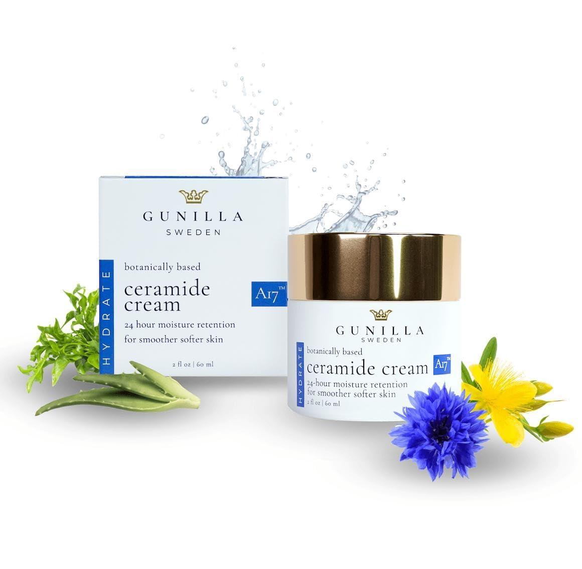 Gunilla Ceramide Cream dispense demonstrates pea-sized amount for easy daily use.