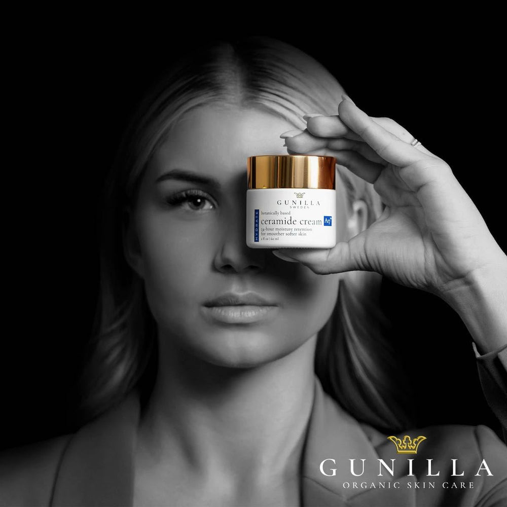 Gunilla Ceramide Cream ingredients highlight botanicals and ceramides nourishing skin.