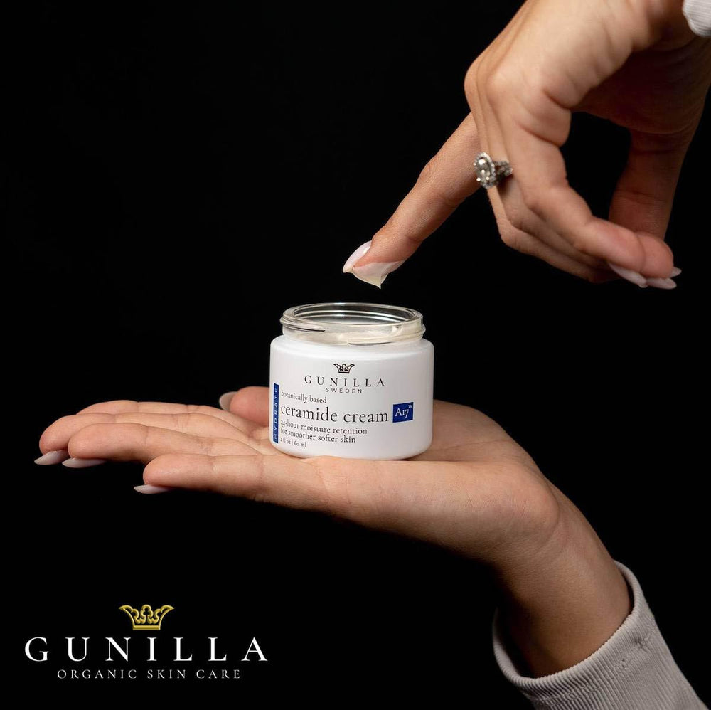 Gunilla Ceramide Cream texture swatch reveals a non-greasy, smooth finish.