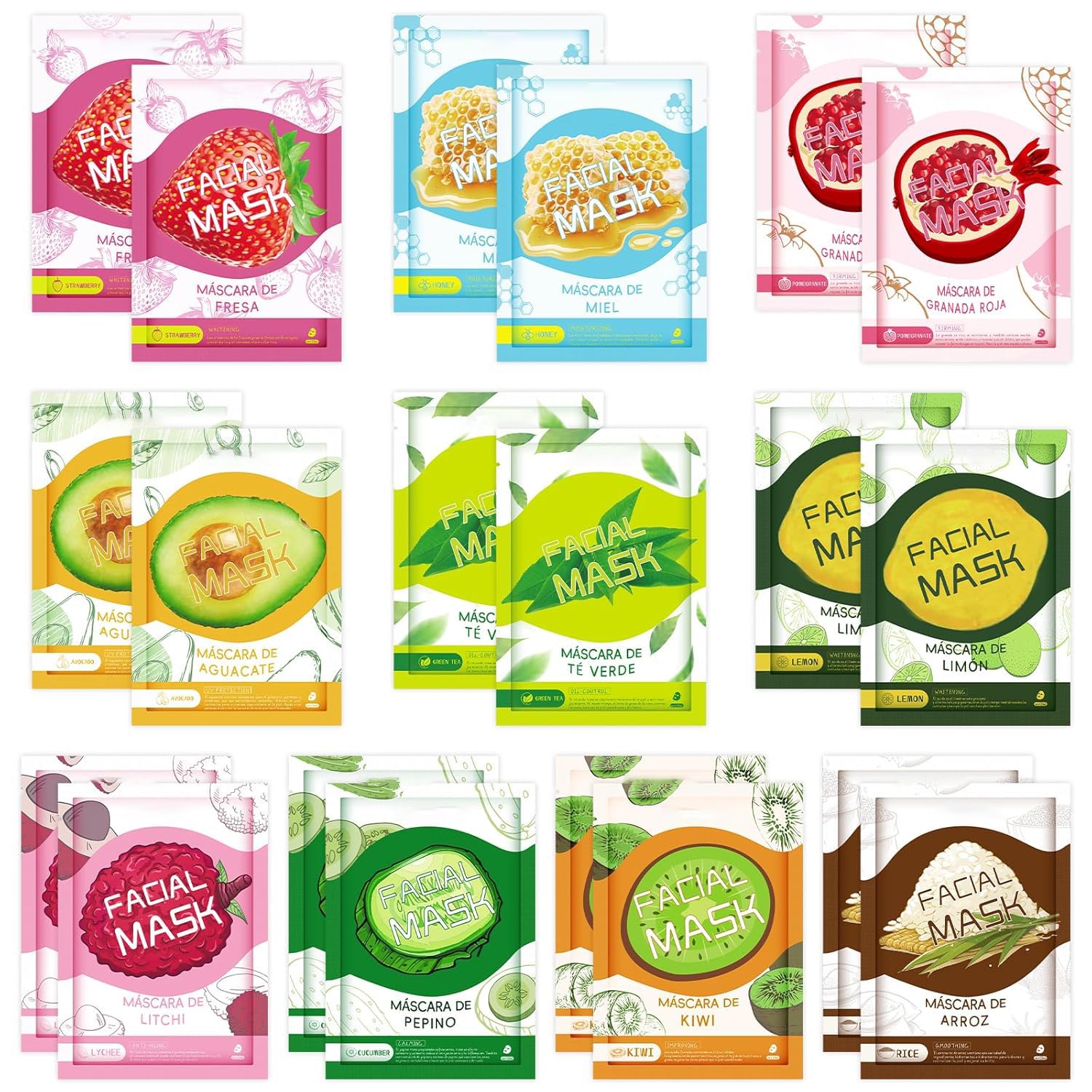 GUOYAOLIFU 20-sheet mask pack image showing the full hydration set for refreshed skin