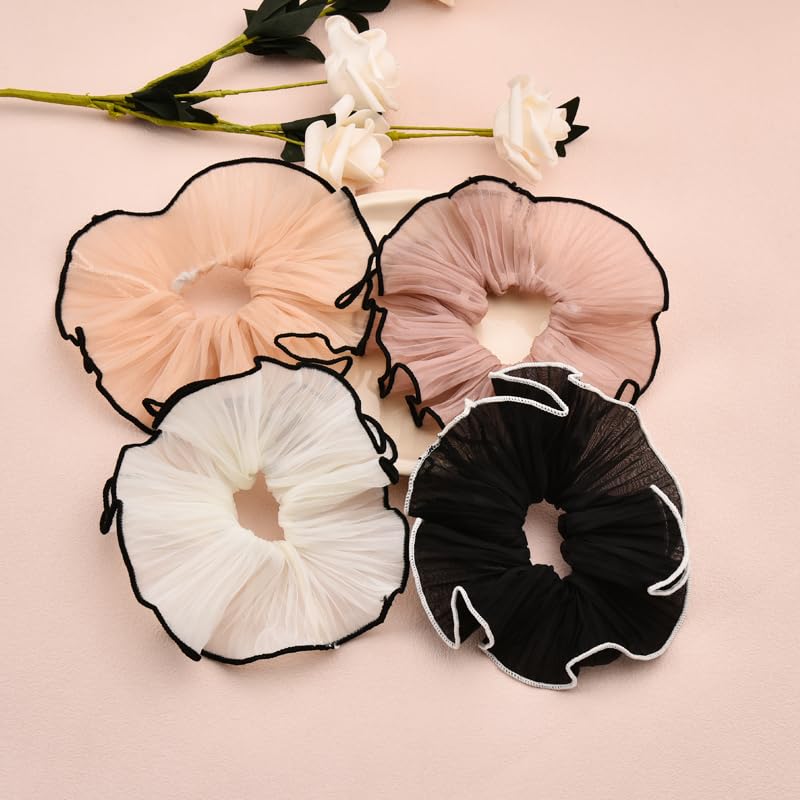 Guqqeuc big hair scrunchies brown, adds elegant touch to ponytails.