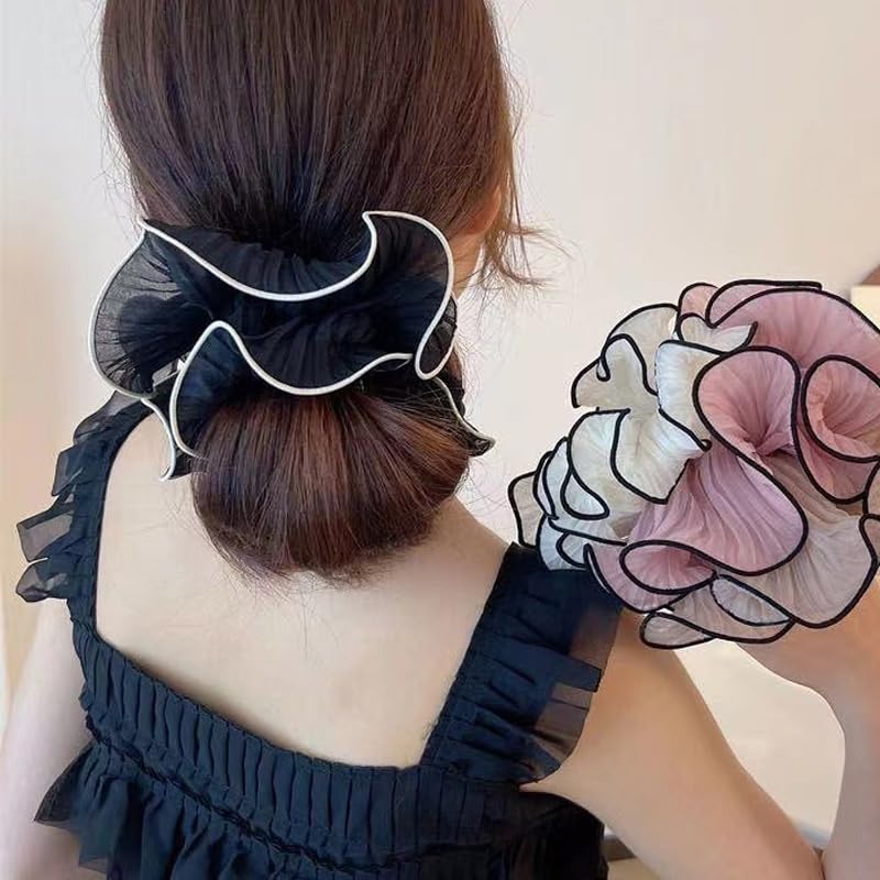 Guqqeuc hair scrunchies elastic closeup shows non-slip design.