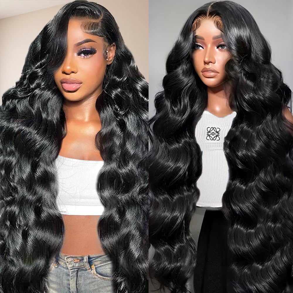 Gurdan 32-inch real human hair wig front view showing body-wave texture for versatile long styles.