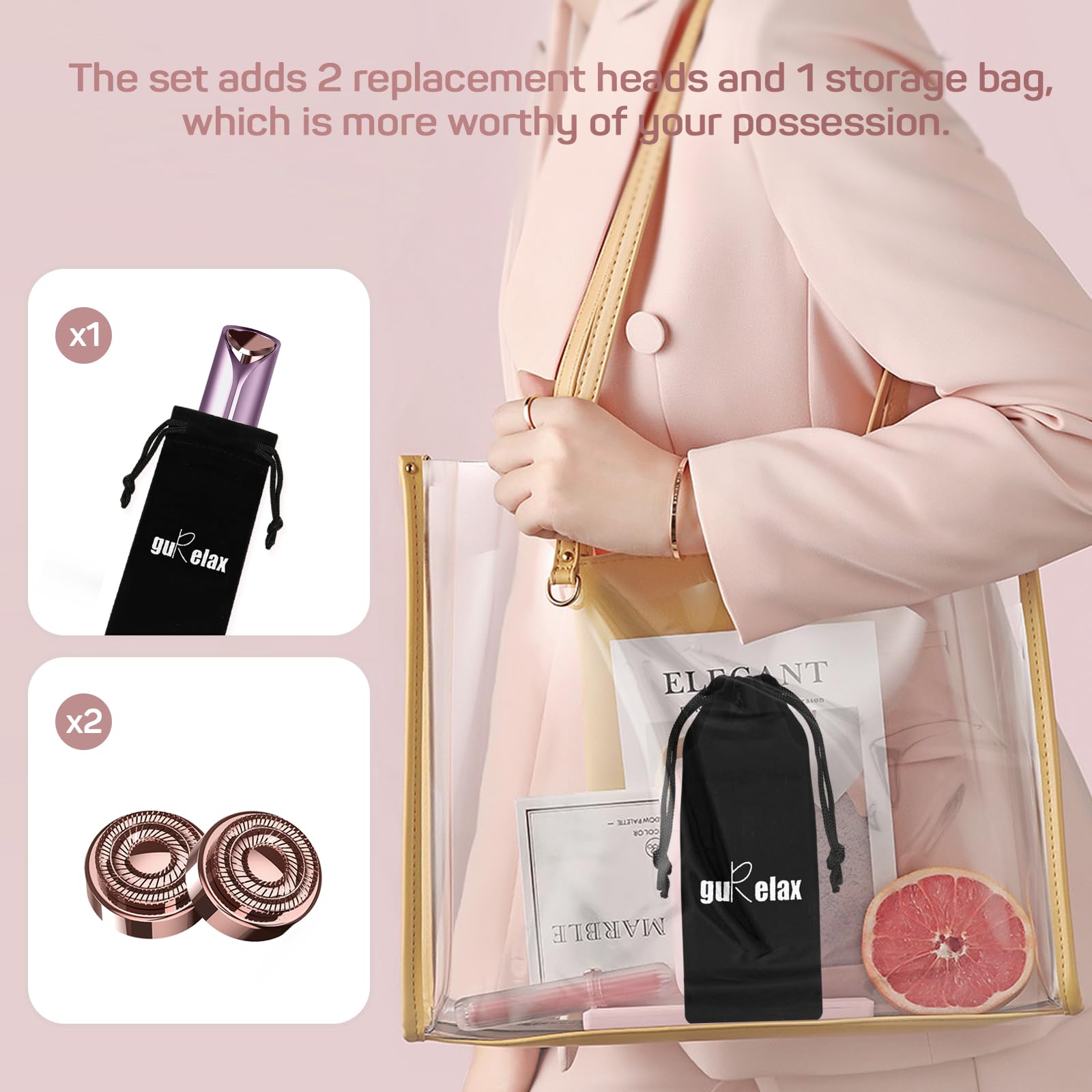 Gurelax compact lipstick-size design fits in purse for discreet touch-ups.