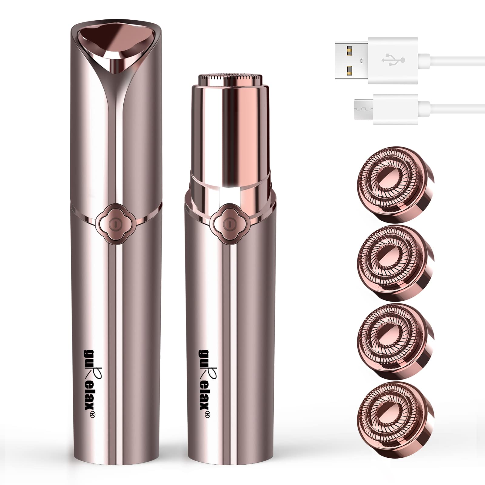 Gurelax hair removal device front view highlighting portable design for smoothing on the go
