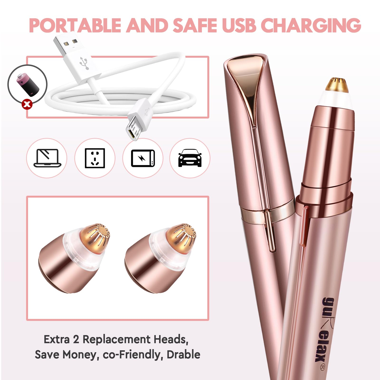 Gurelax portable pocket-size brow trimmer fits in your purse for quick touch-ups.