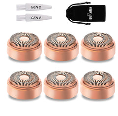 Gurelax replacement heads Gen2 18K gold 6-pack for precise facial hair removal.