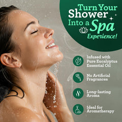 GuruNanda Eucalyptus Menthol Shower Tablet dissolving close-up demonstrates refreshing mood lift.