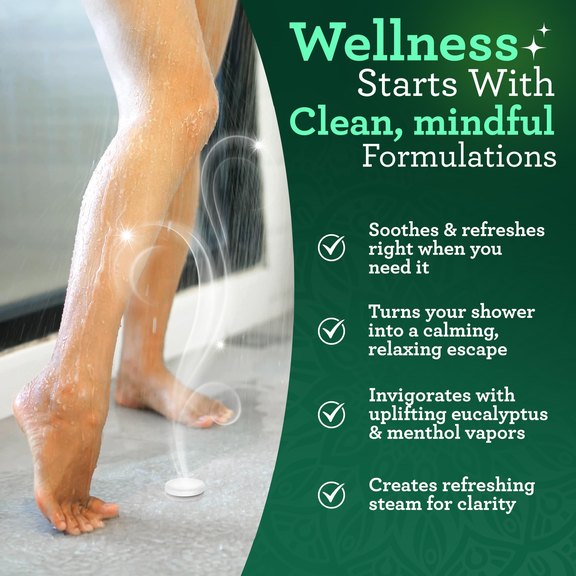 GuruNanda natural ingredients label highlights eucalyptus, menthol, camphor, cedarwood.